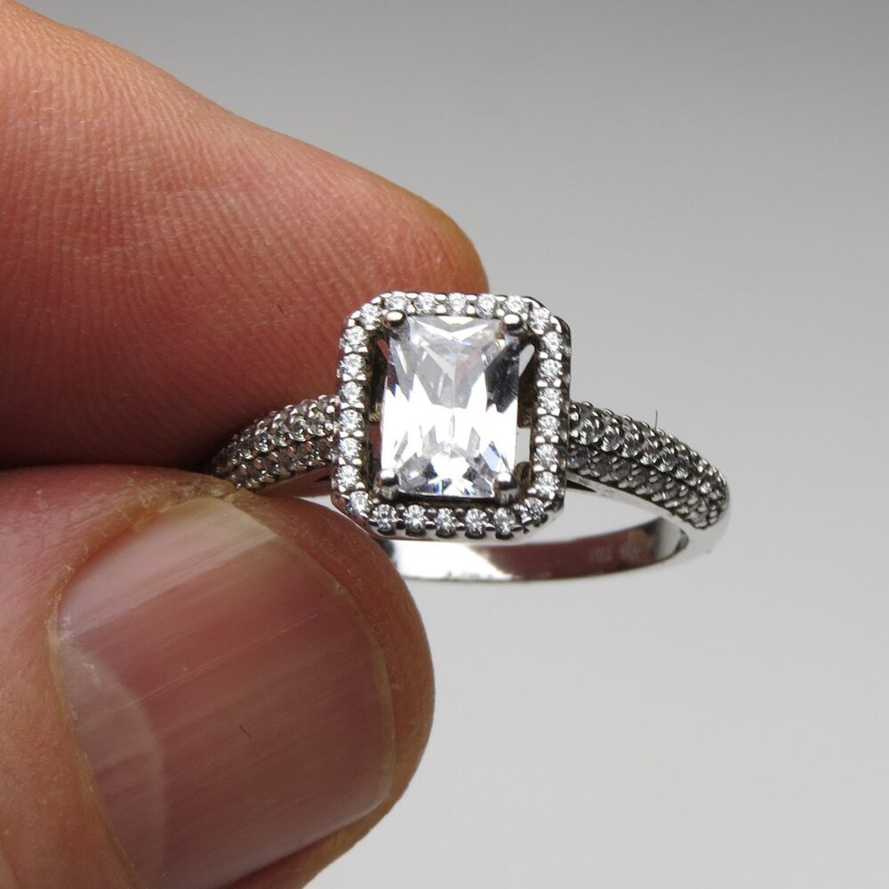 *925 Sterling Silver Diamond Band Engagement Ring